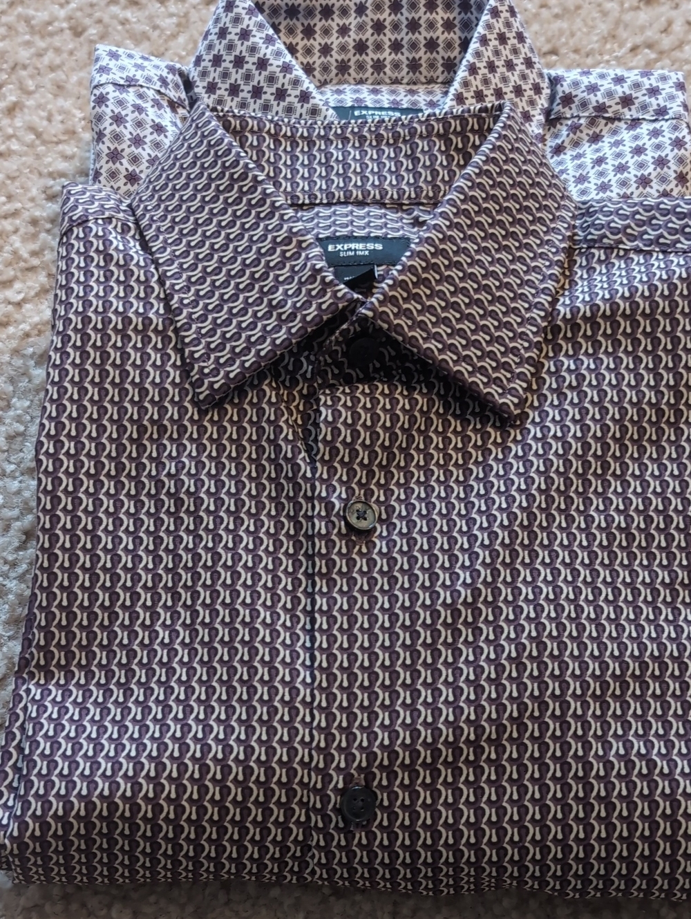Express Men's Purple Patterned Button-Down Shirts